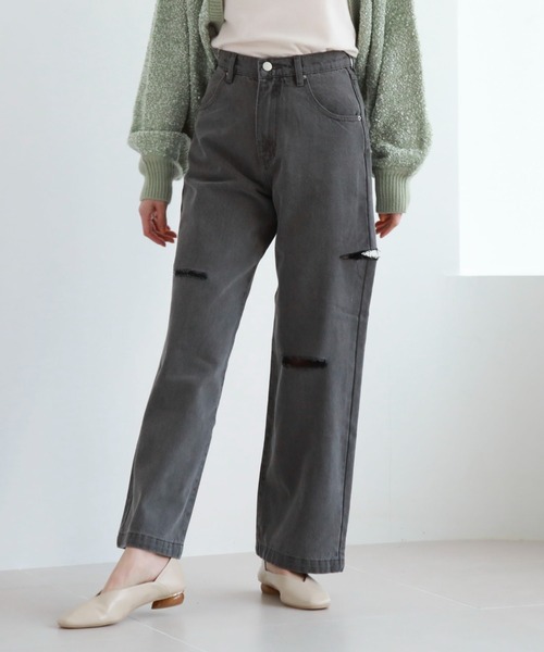 archives(アルシーヴ)の「ダメージデニム(デニムパンツ・レディース・グレー/ブラック/サックスブルー・SMALL/MEDIUM)」の7枚目の写真