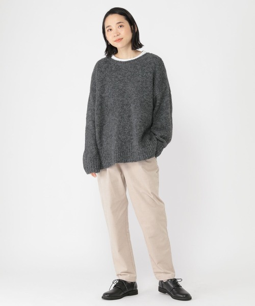 studio CLIP（スタディオクリップ）の「3ゲージ ダブルフロントリボンプルオーバー（ニット/セーター・レディース・チャコール/モカ/ライトブルー/オレンジ・FREE）」の5枚目の写真