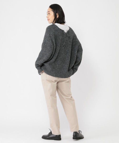 studio CLIP（スタディオクリップ）の「3ゲージ ダブルフロントリボンプルオーバー（ニット/セーター・レディース・チャコール/モカ/ライトブルー/オレンジ・FREE）」の6枚目の写真
