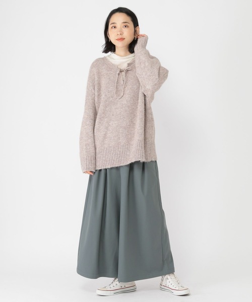studio CLIP（スタディオクリップ）の「3ゲージ ダブルフロントリボンプルオーバー（ニット/セーター・レディース・チャコール/モカ/ライトブルー/オレンジ・FREE）」の10枚目の写真