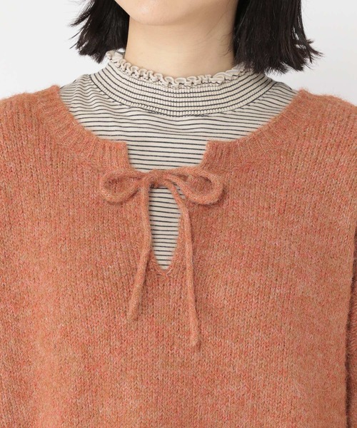 studio CLIP（スタディオクリップ）の「3ゲージ ダブルフロントリボンプルオーバー（ニット/セーター・レディース・チャコール/モカ/ライトブルー/オレンジ・FREE）」の18枚目の写真