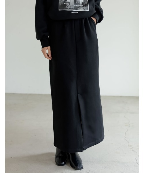 Re:EDIT（リエディ）の「[低身長サイズ有]裏起毛フロントスリットナロースカート（スカート・レディース・ブラック/アイボリー系/ホワイト/オートミール/チャコールグレー・LARGE/MEDIUM/SHORT）」の9枚目の写真