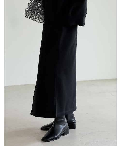 Re:EDIT（リエディ）の「[低身長サイズ有]裏起毛フロントスリットナロースカート（スカート・レディース・ブラック/アイボリー系/ホワイト/オートミール/チャコールグレー・LARGE/MEDIUM/SHORT）」の10枚目の写真