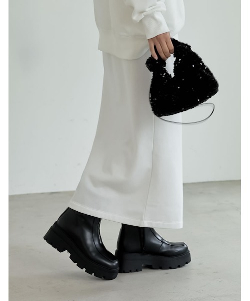 Re:EDIT（リエディ）の「[低身長サイズ有]裏起毛フロントスリットナロースカート（スカート・レディース・ブラック/アイボリー系/ホワイト/オートミール/チャコールグレー・LARGE/MEDIUM/SHORT）」の13枚目の写真