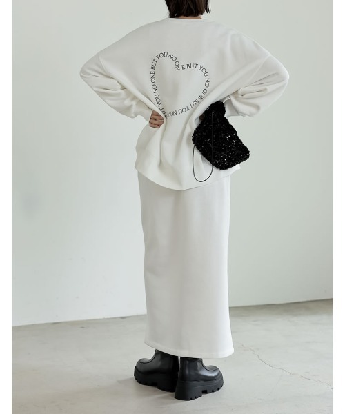 Re:EDIT（リエディ）の「[低身長サイズ有]裏起毛フロントスリットナロースカート（スカート・レディース・ブラック/アイボリー系/ホワイト/オートミール/チャコールグレー・LARGE/MEDIUM/SHORT）」の14枚目の写真