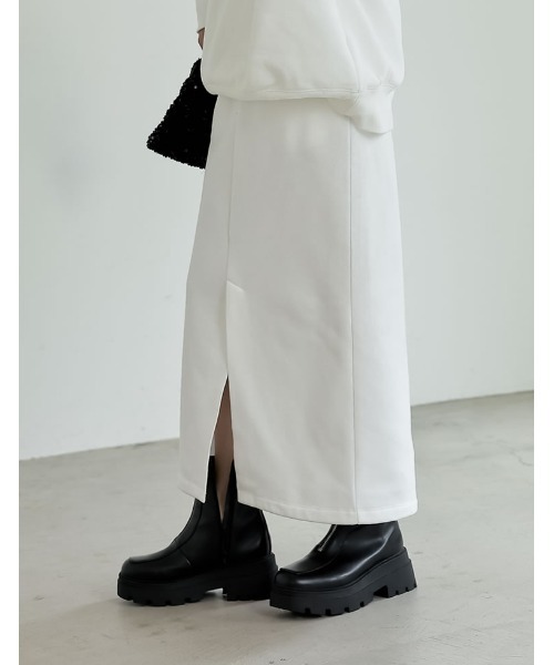 Re:EDIT（リエディ）の「[低身長サイズ有]裏起毛フロントスリットナロースカート（スカート・レディース・ブラック/アイボリー系/ホワイト/オートミール/チャコールグレー・LARGE/MEDIUM/SHORT）」の16枚目の写真