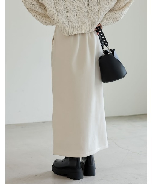 Re:EDIT（リエディ）の「[低身長サイズ有]裏起毛フロントスリットナロースカート（スカート・レディース・ブラック/アイボリー系/ホワイト/オートミール/チャコールグレー・LARGE/MEDIUM/SHORT）」の19枚目の写真