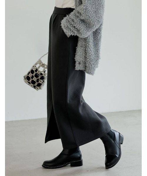 Re:EDIT（リエディ）の「[低身長サイズ有]裏起毛フロントスリットナロースカート（スカート・レディース・ブラック/アイボリー系/ホワイト/オートミール/チャコールグレー・LARGE/MEDIUM/SHORT）」の22枚目の写真