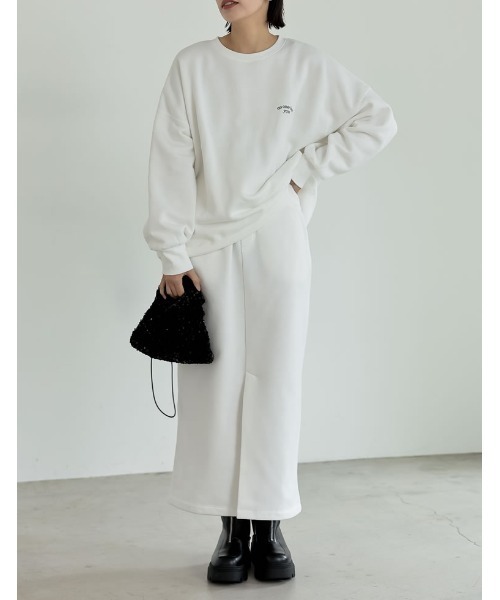 Re:EDIT（リエディ）の「[低身長サイズ有]裏起毛フロントスリットナロースカート（スカート・レディース・ブラック/アイボリー系/ホワイト/オートミール/チャコールグレー・LARGE/MEDIUM/SHORT）」の15枚目の写真