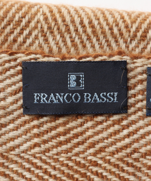 未使用 イタリア フランコバッシ カシミヤ+ウール ブラウン×ベージュ FRANCO BASSI / フランコ バッシ】PATTERN STOLE（マフラー）｜FRANCO