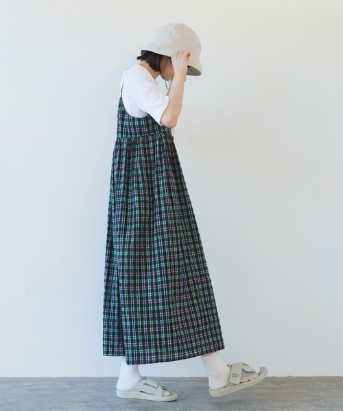 ポリエステルコットンチェック　キャミソールワンピース