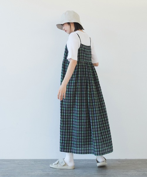 ポリエステルコットンチェック　キャミソールワンピース