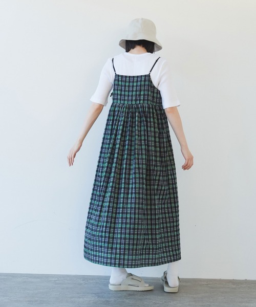 ポリエステルコットンチェック　キャミソールワンピース