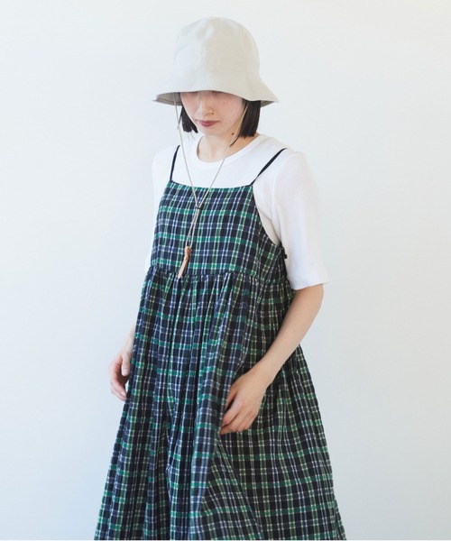 ポリエステルコットンチェック　キャミソールワンピース