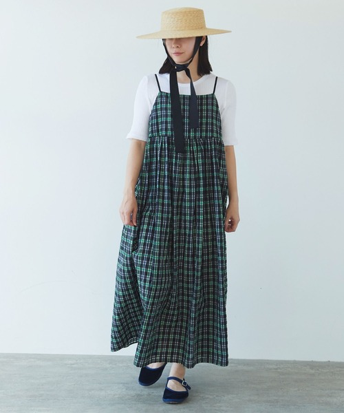 ポリエステルコットンチェック　キャミソールワンピース