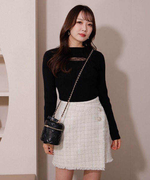 フリンジツイードラップスカート（スカート）｜LIPSERVICE（リップサービス）