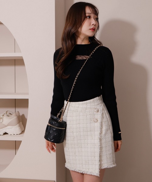 フリンジツイードラップスカート（スカート）｜LIPSERVICE（リップサービス）