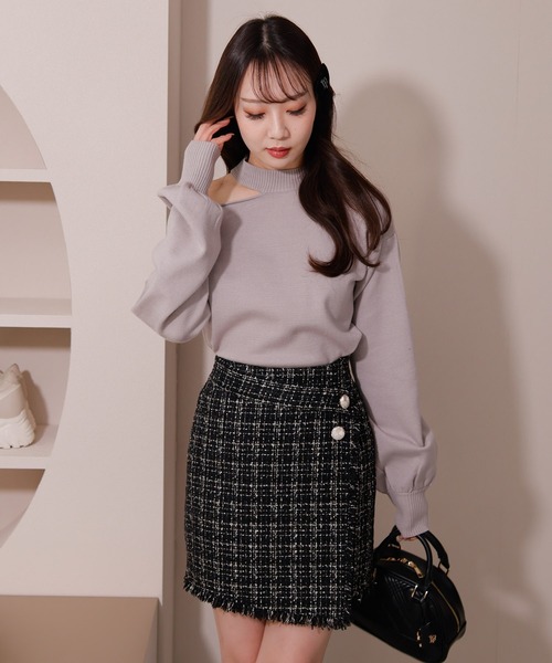 フリンジツイードラップスカート（スカート）｜LIPSERVICE（リップサービス）