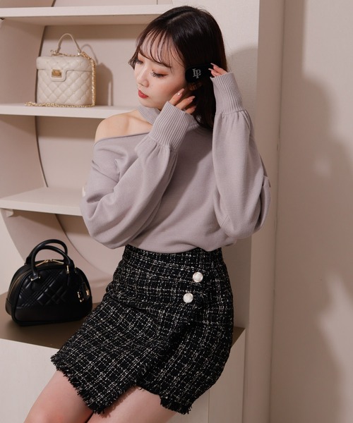 フリンジツイードラップスカート（スカート）｜LIPSERVICE（リップサービス）