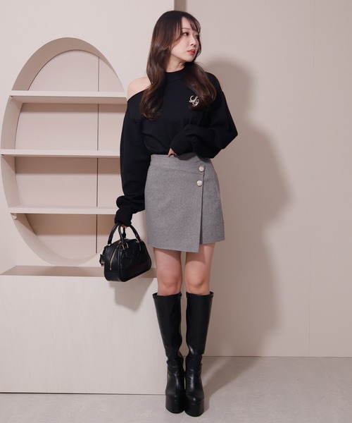 フリンジツイードラップスカート（スカート）｜LIPSERVICE（リップサービス）