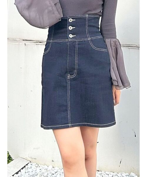 MERCURYDUO（マーキュリーデュオ）の「デニムコルセットミニスカート（デニムスカート・レディース・ブルー/インディゴブルー・SMALL/MEDIUM）」の3枚目の写真