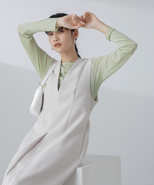 NANO universe(ナノユニバース)の「ラメシアーカットトップス(Tシャツ/カットソー・レディース・ブラック/ライトベージュ/ライム・S/M)」の20枚目の写真