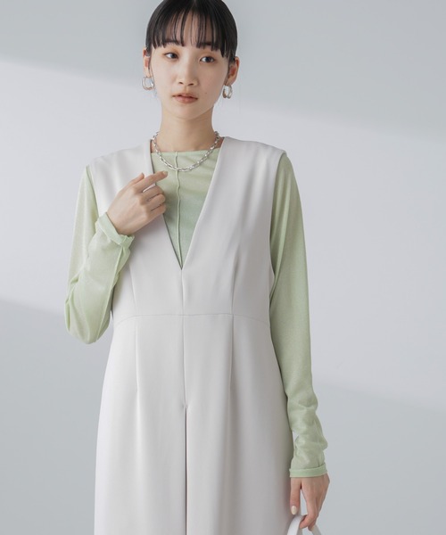 NANO universe(ナノユニバース)の「ラメシアーカットトップス(Tシャツ/カットソー・レディース・ブラック/ライトベージュ/ライム・S/M)」の21枚目の写真