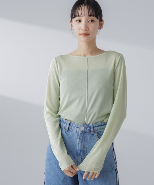 NANO universe(ナノユニバース)の「ラメシアーカットトップス(Tシャツ/カットソー・レディース・ブラック/ライトベージュ/ライム・S/M)」の19枚目の写真