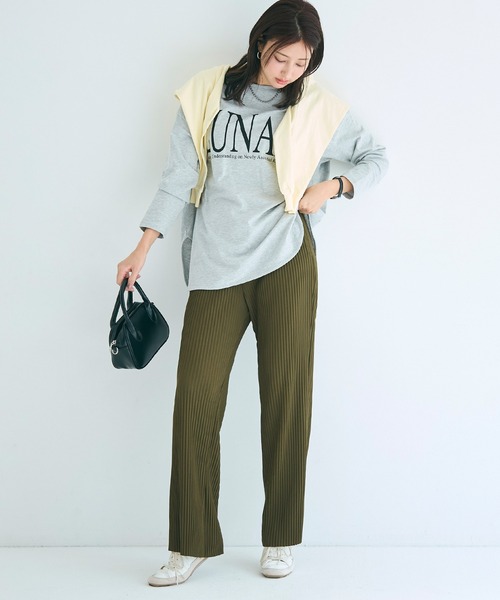 coca（coca）（コカ）の「＼新色追加／ジョーゼットリブパンツ　カットオフ可能/速乾/シワ防止（その他パンツ・レディース・ブラック/ライトベージュ/グレー/アイボリー/ライトグリーン/ライトブルー/チャコール/ブラウン/ネイビー/ライトグレー/ピンク/ワイン/イエロー/カーキ/ライトピンク・L/M/XL/S）」の8枚目の写真