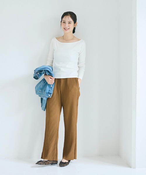 coca（coca）（コカ）の「＼新色追加／ジョーゼットリブパンツ　カットオフ可能/速乾/シワ防止（その他パンツ・レディース・ブラック/ライトベージュ/グレー/アイボリー/ライトグリーン/ライトブルー/チャコール/ブラウン/ネイビー/ライトグレー/ピンク/ワイン/イエロー/カーキ/ライトピンク・L/M/XL/S）」の21枚目の写真