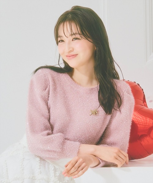 WILLSELECTION（ウィルセレクション）の「キラキラパフ袖プルオーバー（ニット/セーター・レディース・ブラック/サックスブルー/ピンク/オフホワイト/ミント・FREE）」の5枚目の写真