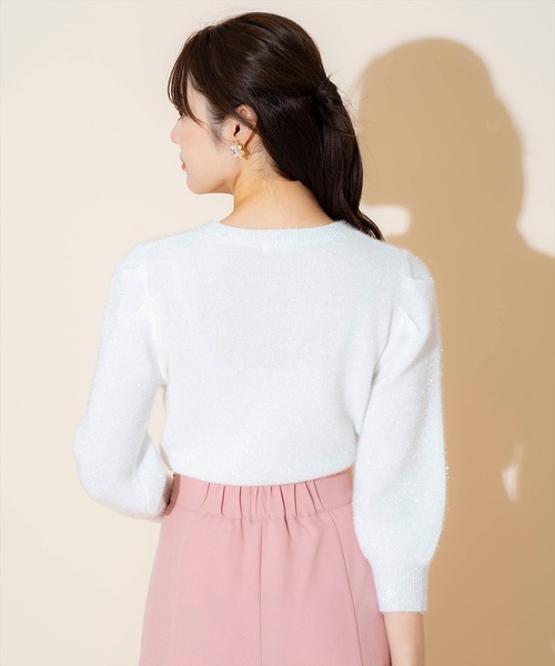 WILLSELECTION（ウィルセレクション）の「キラキラパフ袖プルオーバー（ニット/セーター・レディース・ブラック/サックスブルー/ピンク/オフホワイト/ミント・FREE）」の13枚目の写真