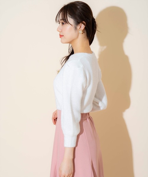 WILLSELECTION（ウィルセレクション）の「キラキラパフ袖プルオーバー（ニット/セーター・レディース・ブラック/サックスブルー/ピンク/オフホワイト/ミント・FREE）」の14枚目の写真