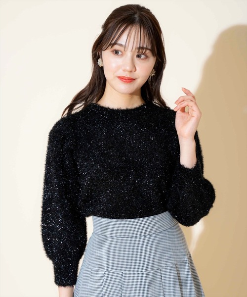 WILLSELECTION（ウィルセレクション）の「キラキラパフ袖プルオーバー（ニット/セーター・レディース・ブラック/サックスブルー/ピンク/オフホワイト/ミント・FREE）」の19枚目の写真