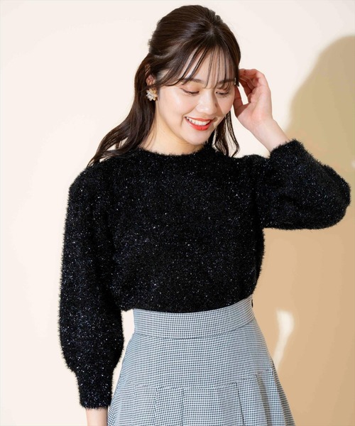WILLSELECTION（ウィルセレクション）の「キラキラパフ袖プルオーバー（ニット/セーター・レディース・ブラック/サックスブルー/ピンク/オフホワイト/ミント・FREE）」の20枚目の写真