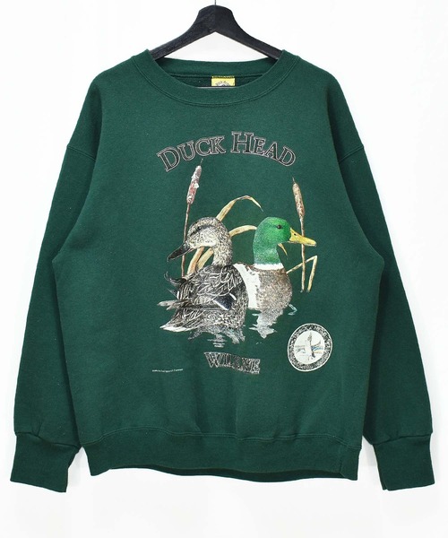 【ヴィンテージ古着】90's DUCK HEAD/ダックヘッド カモ アニマルプリント スウェット USA製