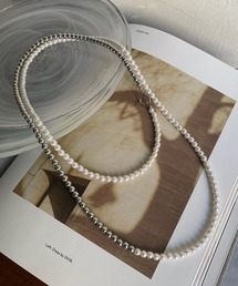 DouDou | ロングボリュームチェーン×パールネックレス(ネックレス)