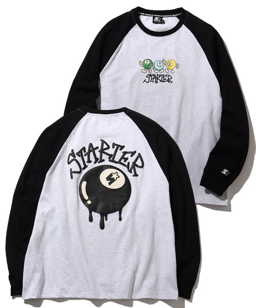 STARTER BLACK LABEL(スターターブラックレーベル)の「【STARTER /スターター】 ビリヤードグラフィック ラグランロングスリーブTシャツ(Tシャツ/カットソー・メンズ・チャコールグレー/ホワイト系/ホワイト系1・M/L/XL)」の2枚目の写真