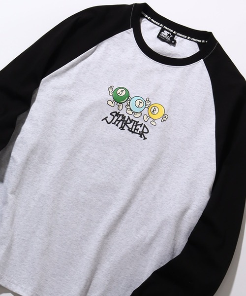 STARTER BLACK LABEL(スターターブラックレーベル)の「【STARTER /スターター】 ビリヤードグラフィック ラグランロングスリーブTシャツ(Tシャツ/カットソー・メンズ・チャコールグレー/ホワイト系/ホワイト系1・M/L/XL)」の4枚目の写真