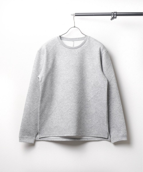 B.I.D.（ビーアイディー）の「《クルーネックジオメトリックジャガードロングスリーブTシャツ（Tシャツ/カットソー・レディース・グレー/ブラック/ホワイト・MEDIUM/LARGE）」の3枚目の写真