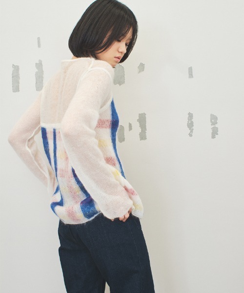 トップス soduk double striped knit top / white soduk double striped knit top / white