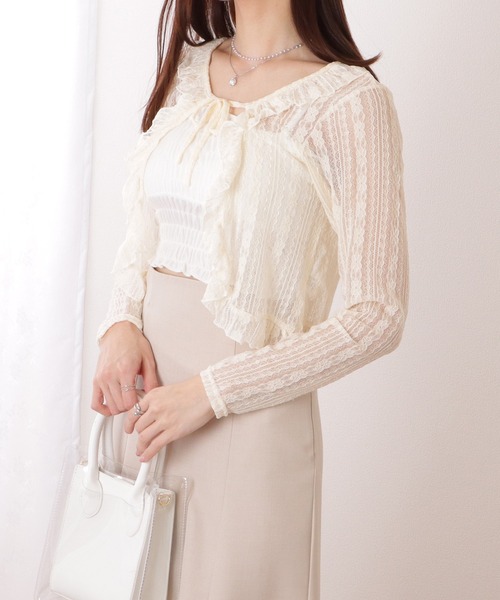 Lace Ladies(レースレディース)の「フリル リボン 総レース ボレロ カーディガン(カーディガン/ボレロ・レディース・ブラック/ホワイト/アイボリー・FREE)」の13枚目の写真
