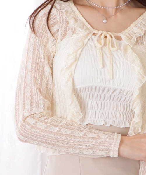 Lace Ladies(レースレディース)の「フリル リボン 総レース ボレロ カーディガン(カーディガン/ボレロ・レディース・ブラック/ホワイト/アイボリー・FREE)」の20枚目の写真