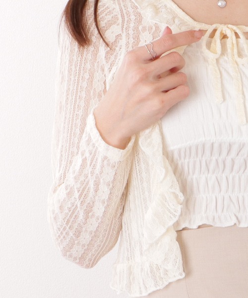 Lace Ladies(レースレディース)の「フリル リボン 総レース ボレロ カーディガン(カーディガン/ボレロ・レディース・ブラック/ホワイト/アイボリー・FREE)」の21枚目の写真