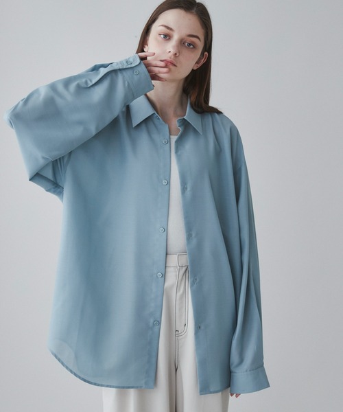 LUCY（ルーシー）の「LUCY/シアーBIGシャツ（シャツ/ブラウス・メンズ・ダークグレー/ホワイト/グリーン/ブラウン・LARGE/MEDIUM/SMALL）」の4枚目の写真