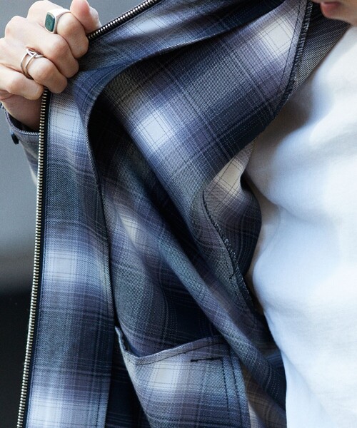 FREAK'S STORE（フリークスストア）の「T/R CHECK ZIP BLOUSON/チェック ジップ ブルゾン/リラックスフィット（ブルゾン・メンズ・ブラック/オリーブ/ブルー・MEDIUM/LARGE）」の12枚目の写真