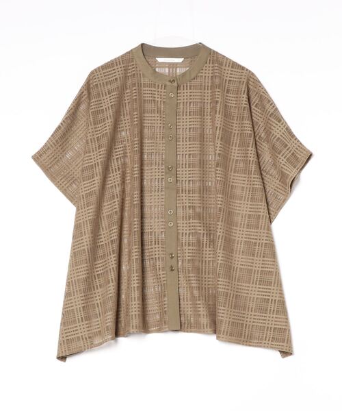 ブラウス シャツ On One's Own チェックレース・シアーブラウス・半袖オーバーシャツ・異素材ドッキングトップス レディース O07536EW00062_11_l.jpg