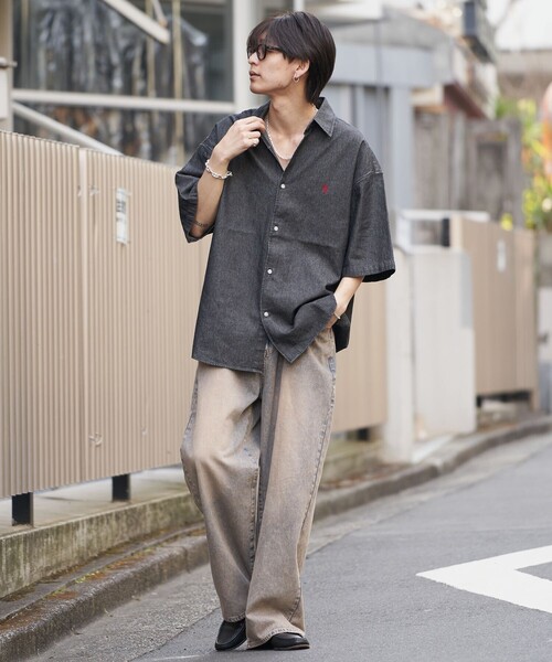 PUBLUX（パブリュクス）の「U.S.POLO ASSN./ユーエスポロアッスン 別注 ワンポイント刺繍デニムショートスリーブシャツ/デニムシャツ/ユニセックス(限定展開)（シャツ/ブラウス・メンズ・ブラック/サックスブルー/インディゴブルー・SMALL/MEDIUM/LARGE）」の7枚目の写真