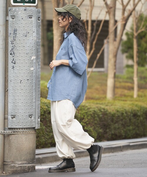 PUBLUX（パブリュクス）の「U.S.POLO ASSN./ユーエスポロアッスン 別注 ワンポイント刺繍デニムショートスリーブシャツ/デニムシャツ/ユニセックス(限定展開)（シャツ/ブラウス・メンズ・ブラック/サックスブルー/インディゴブルー・SMALL/MEDIUM/LARGE）」の20枚目の写真