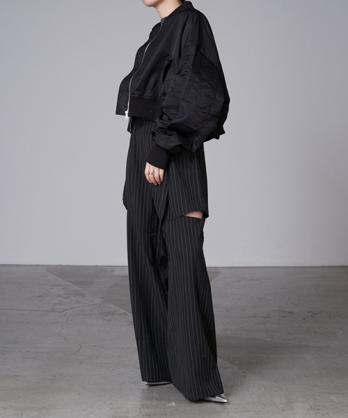 RAY CASSIN（レイカズン）の「ショート丈MA-1（MA-1・レディース・グレー/アイボリー/ブラック・FREE）」の17枚目の写真